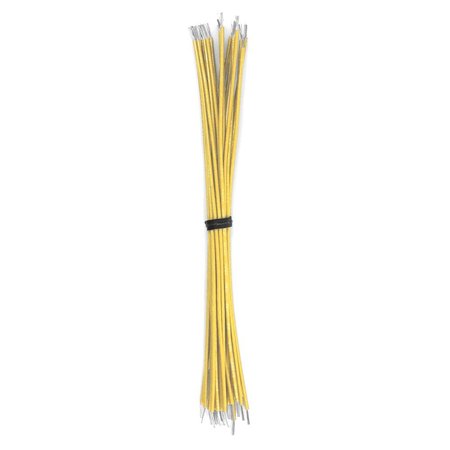 REMINGTON INDUSTRIES Cut And Stripped Wire, 26 AWG, Solid, Yellow 18in Leads, 50PK CS26UL1007SLDYEL-18-50